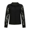 thumbnail image 4 of Zpanxa Fall Tops Blouse Savings Clearance! Women Fashion Square Collar Solid Color Lace Splicing Tops Black S, 4 of 6