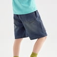 thumbnail image 6 of CAIXIA Boys Baggy Jeans Shorts Wide Leg Hop Loose Denim Shorts Knee Length Elastic Wasit Baggy Jort Classic Trendy School Bermuda Shorts Multipockets Vintage Streetwear, 6 of 7