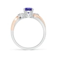 thumbnail image 2 of Angara Natural 0.9 Ct. Tanzanite with Diamond Three Stone Ring in 14K White & Rose Gold for Women (Ring Size: 3), 2 of 11