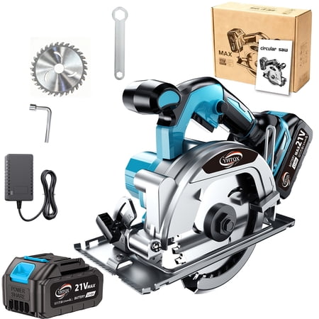 DGB Battery Operated Cordless Circular Saw Portable Handheld Wood Cutter Tool Ergonomic Single Hand Saw For Outdoor Construction Home Renovation DIY Wood Cutting Works