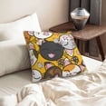 thumbnail image 6 of Velvet Decorative Throw Pillow Covers Set of 2, Soft Square Cushion Cover with Invisible Zipper Cute Cartoon Doodle Cat Printing, 18"x18", 6 of 7