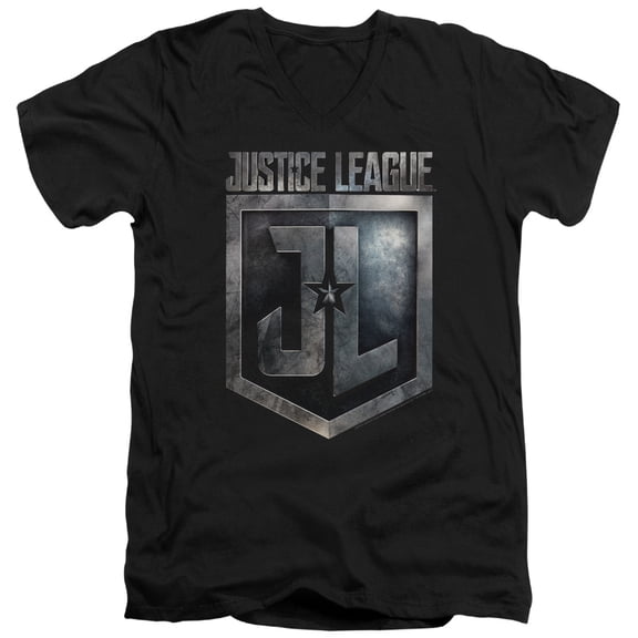 Justice League Movie - Shield Logo - Slim Fit V Neck Shirt - Small