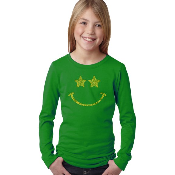 Girl's Word Art Long Sleeve - Rockstar Smiley