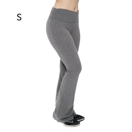 Maytalsory Yoga Pants Wide-Leg High-Waist Trousers Woman Elastic Long Pants  Gray S 