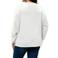 thumbnail image 6 of FlorCurve Plus Size Sweatshirts for Women Crew Neck Long Sleeve Pullover Sweatshirts Fleece Side Split Oversized Blouse, White 2XL, 6 of 9
