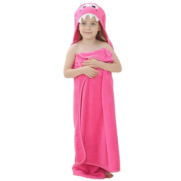 Qarigey Hogar niños Toalla de baño Chinlon niños absorbente de agua estilo de dibujos animados Adorable albornoz de ducha Ponchos Pijama Rosa