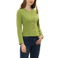 thumbnail image 4 of INSPIRE CHIC Women's Vintage Jacket Button Lightweight Short Jacket with Pockets S Green, 4 of 6