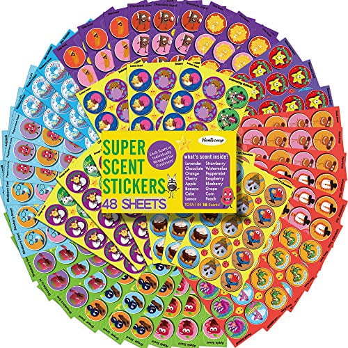 Horiechaly Scratch And Sniff Stickers, 48 Sheets With 16 Scents, Smelly