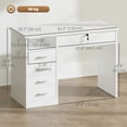 thumbnail image 2 of White Computer Desk with Storage & Lockable Drawer - Home Office Study Table - 43.3” Writing Desk for Living Room, Bedroom, or Office Space, 2 of 7