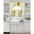 thumbnail image 3 of Sunflowers Swag Curtains for Living Room/Bedroom Windows, Spring Summer Bees Floral Yellow Plaid Kitchen Curtains and Valances Set 36 Inch Length, Light Filtering Swags Valance Curtain Panels, 3 of 5