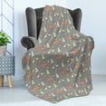 thumbnail image 4 of Forest Soft Flannel Fleece Blanket, Doodle Wildlife Pattern with Smiling Fox Mushrooms Pine Trees and Rain Clouds Print, Cozy Plush for Indoor and Outdoor Use, 50" x 60", Multicolor, by Ambesonne, 4 of 5