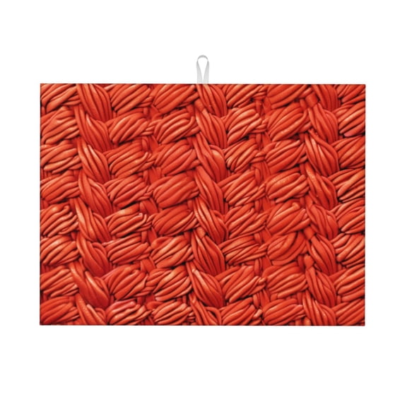 Orange Fabric Dish Drying Mat XL for Kitchen Counter Microfiber Absorbent Leaves Dish Draining Mat Reusable Washable Large 18"x24"