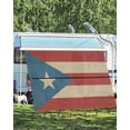 thumbnail image 4 of 4th of July RV Awning Sun Shade Screen 9'X15.3' Puerto Rico Flag Mesh Sunscreen Patriotic Retro Wood Grain Awning Shade Screen with Zipper UV Blocker Completed Kits for RV Motorhome Camper Trailer, 4 of 7