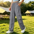 thumbnail image 2 of Women's Summer Casual Fashion Solid Color Quick Drying Work High Waist Straight Tube Wide Leg Multi Pocket Pants, 2 of 6