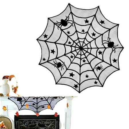 

Fovolat Lace Spider Web Halloween Tablecloth Spider Cobweb Table Cloth Halloween Spider Web Tablecloth Easy Care for Dinners & Parties thrifty