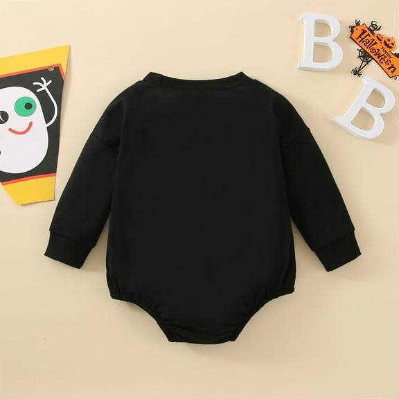Gubotare Long Sleeve Bodysuit Baby Boy Toddler Baby Boys Girls Prints Long Sleeves Soft Sweatershirt,Black 6-12 Months