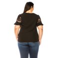 thumbnail image 3 of Women's Plus Size Classic Solid Top with Lace Accent - Casual and Elegant, 3 of 6