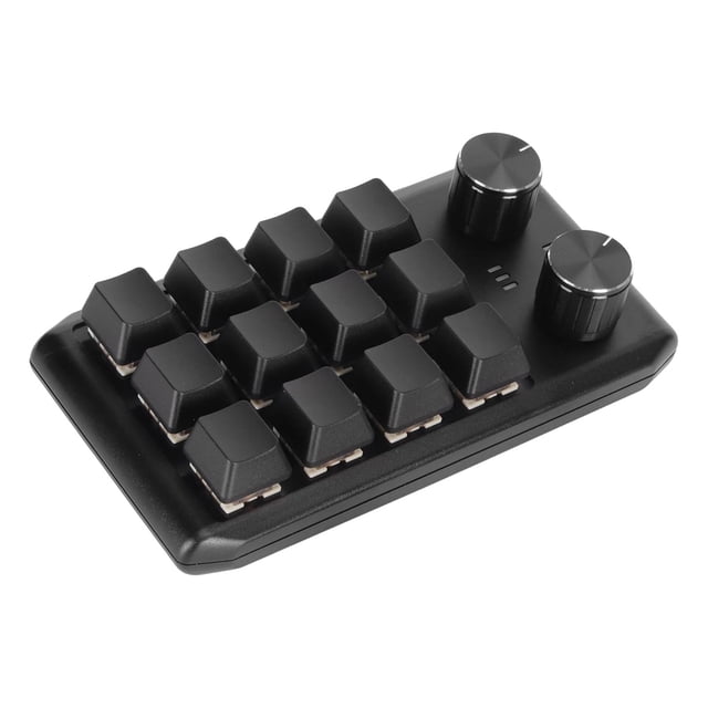 Mini Custom Keypad, 12 Mechanical Keys 2 Knobs, Programmable Red Switch, Multi Function, Widely Compatible, Durable ABS, for Win, Vista, , OS X Laptop