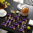 thumbnail image 4 of Halloween Bat Moon Eye Pattern Summer Placemats Table Placemats Set Of 4-Linen Kitchen Washable Placemats Table Mats 11.8"x17.7" Non-Slip Heat Resistant, 4 of 6