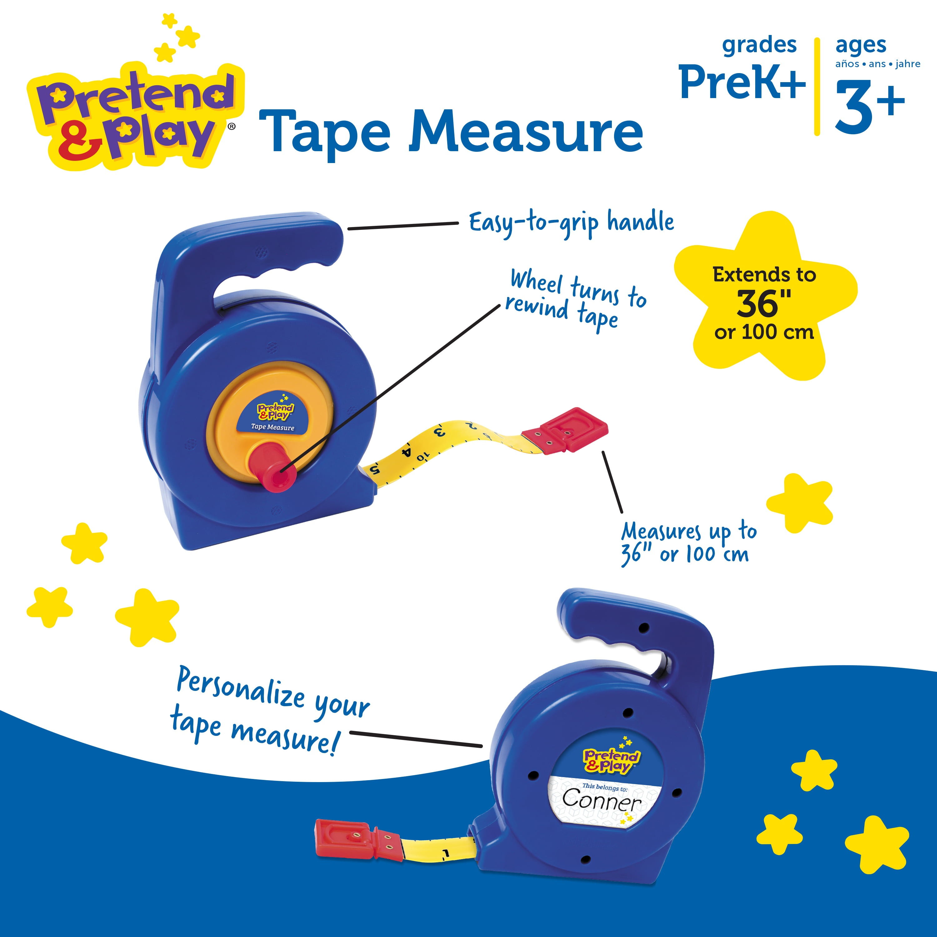 Learning Resources Measure Tape Math Toy- 1 Piece, Boys and Girls Ages 3+,  Pretend Tools For Kids, Pretend Play For Toddlers 