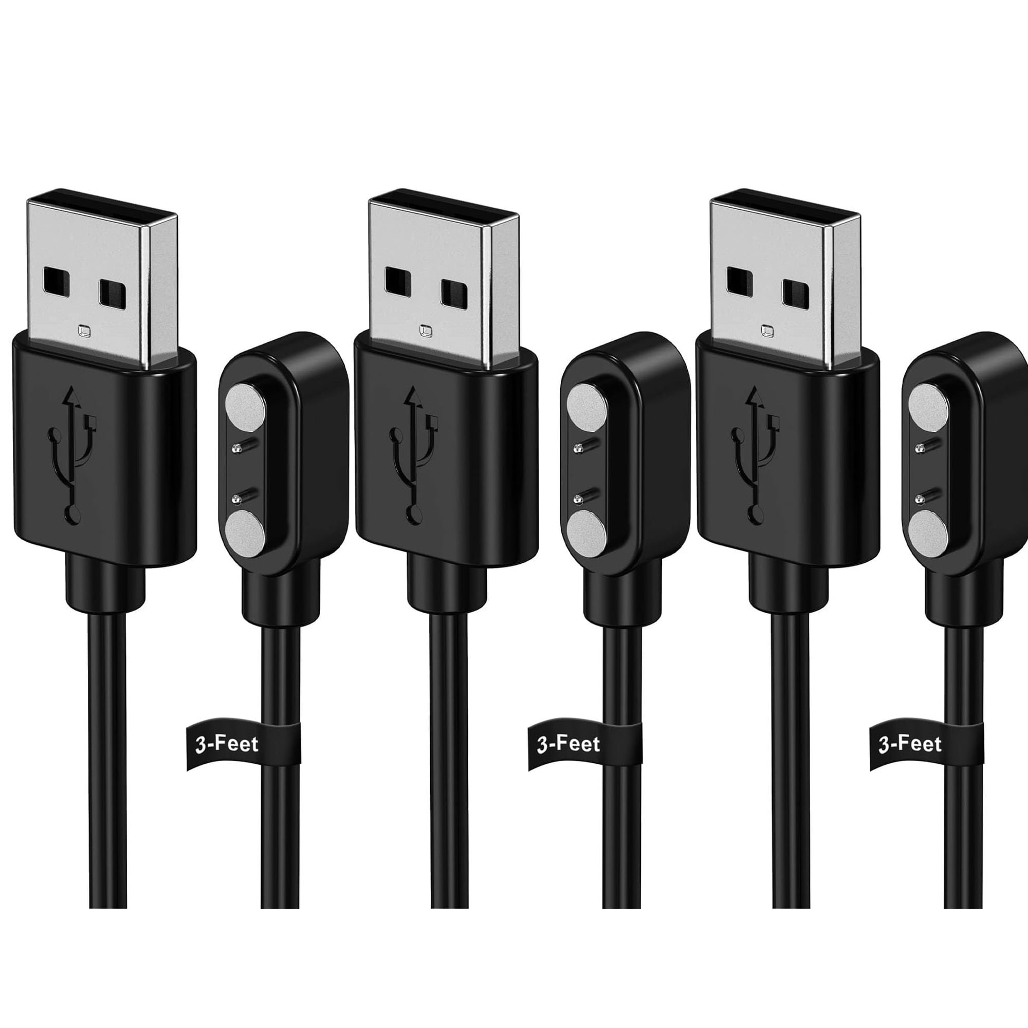 3 Pack 3.3FT Magnetic USB Smart Watch Replacement Charging Cable Compatible with SW021 SW023 SW025 ID205L ID205U ID205S Uwatch 2 2S 3 3S