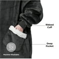 thumbnail image 5 of Cozy Comfort Wearable Blanket Hoodie, Sherpa Hoodie Blanket with Giant Pocket, Warm&cozy, Oversize, Grey Black, 5 of 6