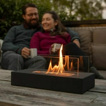 ZIB Tabletop Fire Pit Portable Fireplace Real Flame Smokeless Ashless Outdoor Indoor Metal Black