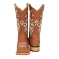 thumbnail image 2 of Women’s Leather Cowboy Boots Square Toe Floral Embroidered Retro Vintage Western Boots, 2 of 5
