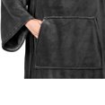 thumbnail image 3 of PAVILIA Grey Fleece Wearable Blanket with Sleeves for Adults Women Men, Soft Warm Full Body Wrap Throw, Sweatshirt Pocket, Cozy Pullover Robe Blanket with Arm, Gifts for Christmas Mom Wife, 3 of 7
