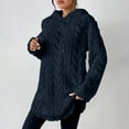 thumbnail image 4 of UPPADA Women's Sherpa Hoodies Fleece Cable Knit Hoodies Drawstring Fuzzy Warm Hooded Jacket Fall Winter Warm Y2k Outwear Oversized Pullover Navy,S Women's Winter Jackets No Hood, 4 of 8