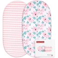thumbnail image 1 of czcpp-Gllquen Baby Bassinet Crib Sheets Set, Breathable Cozy Fitted Mattress Sheet, Elastic Travel Crib Fashionable Floral Pattern, Standard Cradle Safe Sheets for Baby Boy Girls 32"X16" (Pink Flower, 1 of 4