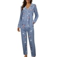 thumbnail image 1 of TINZ Pantalon de Pyjama Décontracté à Col à Boutons pour Femmes, Deux Pièces, Lingerie Minimaliste, 1 of 7