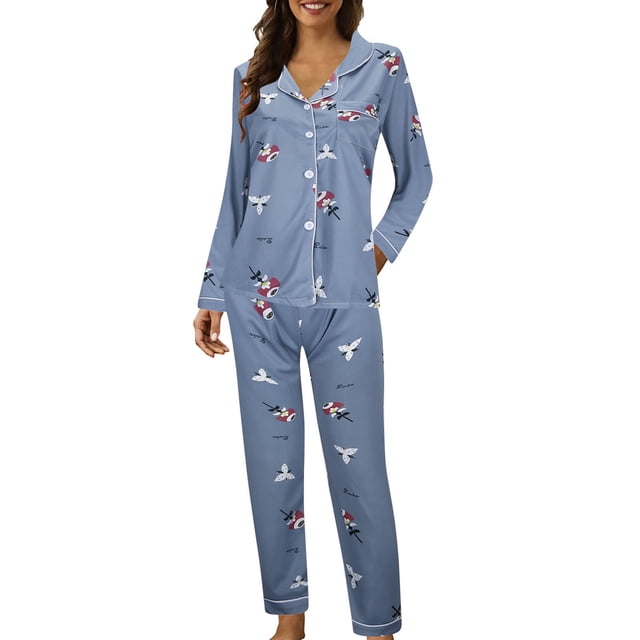 TINZ Pantalon de Pyjama Décontracté à Col à Boutons pour Femmes, Deux Pièces, Lingerie Minimaliste