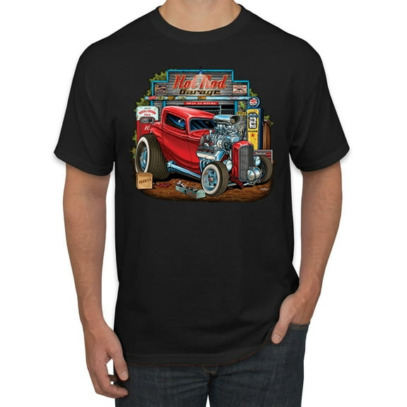Wild Bobby Vintage Hot Rod Old Garage Cars and Trucks Men Tee