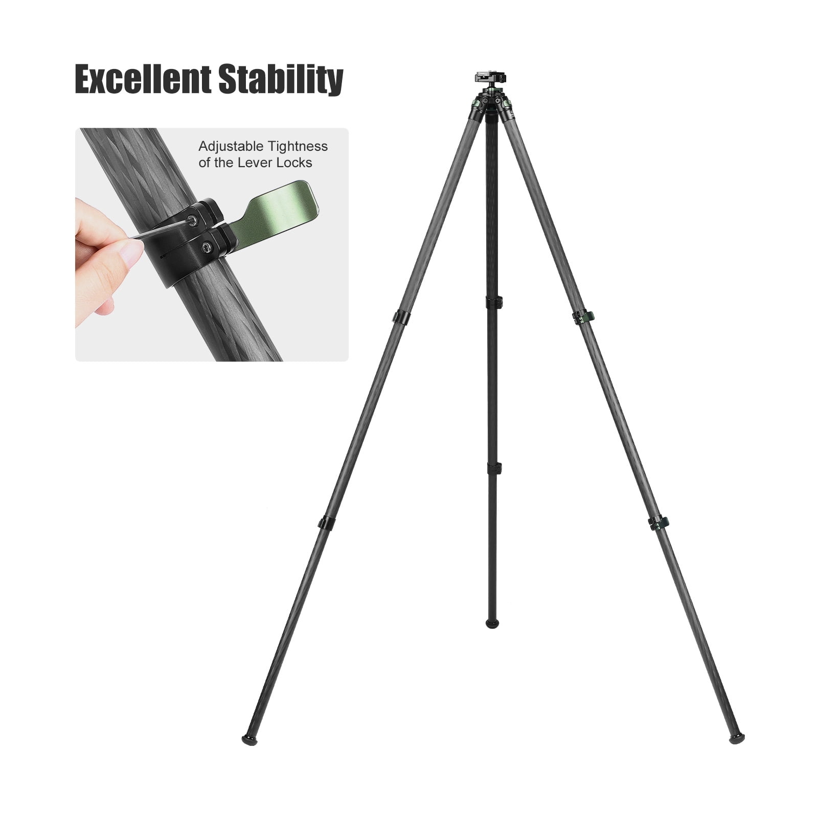 Sunwayfoto TL2830CS-D Carbon Fiber Tripod with Lever Locks for Hunting with Inverted Ball Head,3 sections, 44lb(20kg) Load