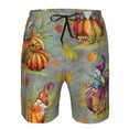 thumbnail image 3 of Honeii's Gnomes With Pumpkins Print Men's Casual Shorts with Drawstring，Swim Trunks Quick Dry Beach Shorts, 3 of 5