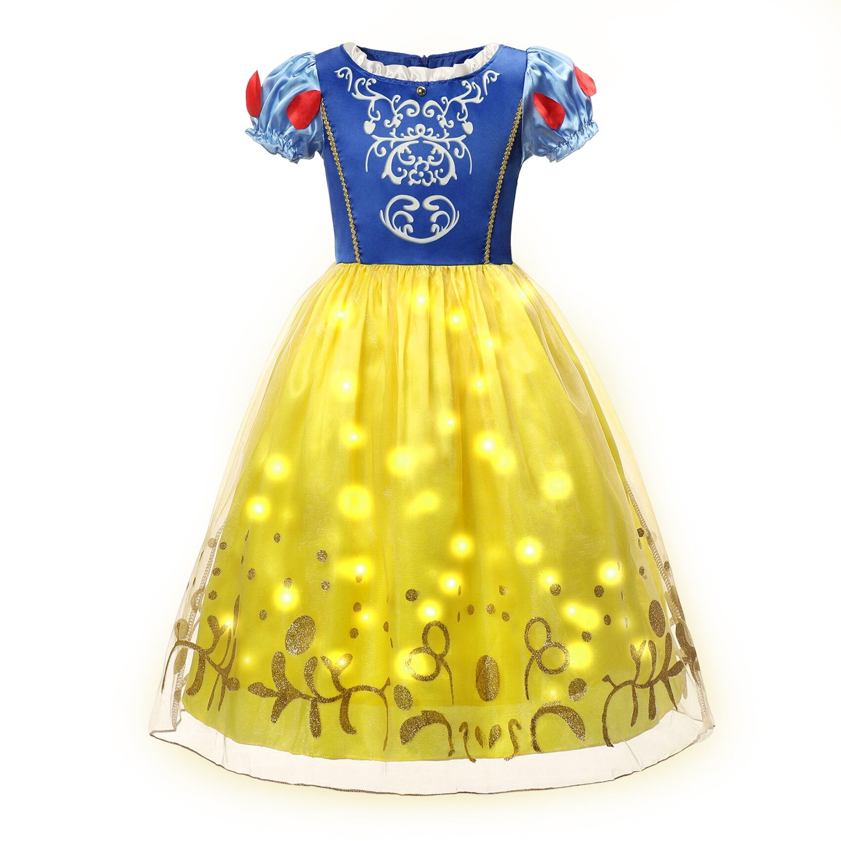 Robe de princesse Disney avec lumière LED pour fille, vêtements de fête  d'anniversaire pour enfant, costume de cosplay d'Halloween, Elsa Anna  Aurora, Cendrillon Frozen 