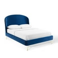 thumbnail image 2 of Modway Mira Upholstered Performance Velvet Queen Platform Bed in Navy, 2 of 10