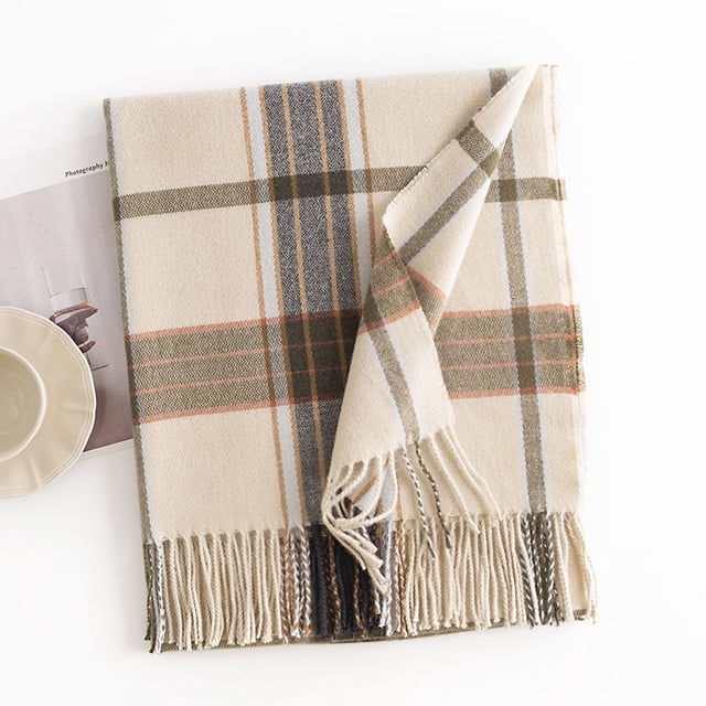Bufanda de rayas para mujer, bufanda de cachemira de otoño e invierno y chal de moda dulce, bufanda cálida