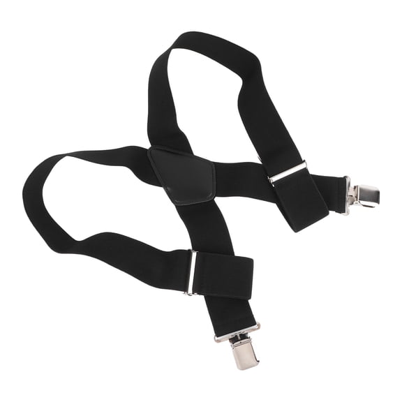 Suodoka Men Suspenders 2 inches / 5.08 cm Wide Simple Black Strong Metal Fashionable Dress Suspenders for Business Wedding Party