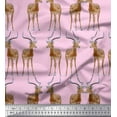 thumbnail image 1 of Soimoi Rayon Crepe Fabric Deer Animal Print Sewing Fabric Yard 46 Inch Wide, 1 of 3