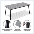 thumbnail image 5 of Crestlive Products 83" Patio Outdoor Dining Table for 6-8, Sturdy Aluminum Frame Wood-Grain Top with Umbrella Hole, Grey, 5 of 7