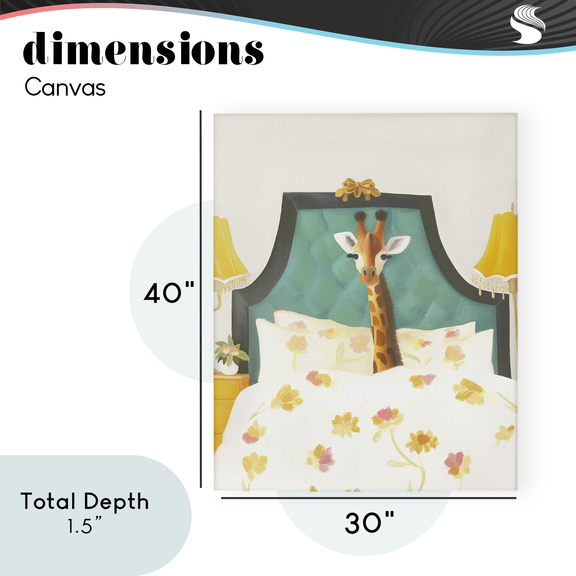Good Morning Giraffe in Bed Canvas Wall Art, design by Leah Straatsma