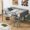 Gray 2AAE, variant on Full Size Low Loft Bed with Convertible Ladder for Teens, Solid Wood+MDF, Gray Space Saving Bed Frame