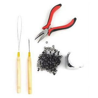 500pcs Micro Link Rings Beads Plier Hook Pulling Needle Tools 2 pcs Pulling  Needle +holes