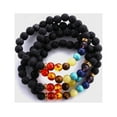 thumbnail image 3 of CNKOO 3PCS Men Women 8mm Lava Rock 7 Chakra Essential Oil Diffuser Bracelet Elastic Natural Stone Energy Yoga Colorful Bead Bracelet, 3 of 7