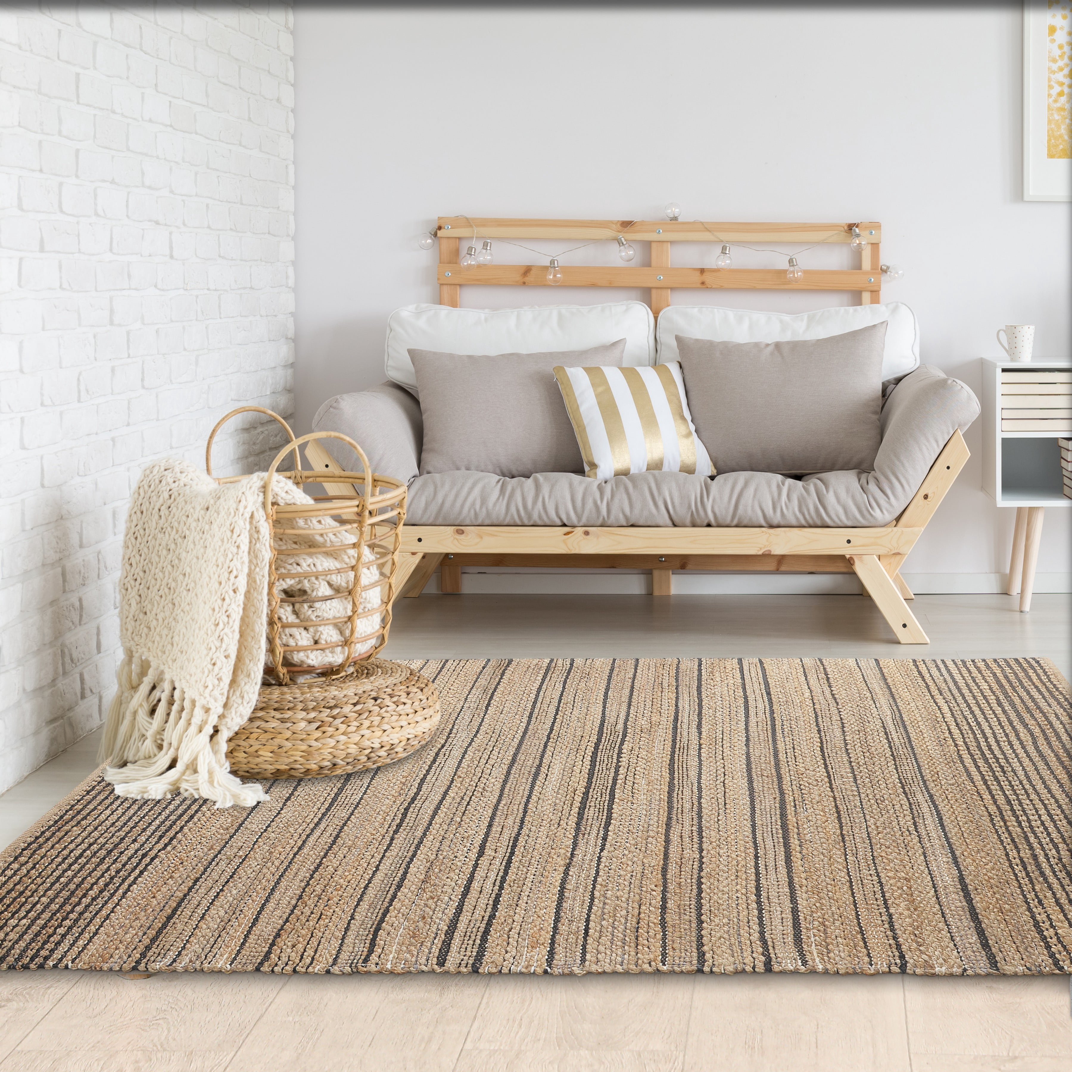 Lr Home Stripes Geometric Hand-Made Area Rug, 8' x 5'