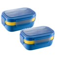 thumbnail image 1 of Oleegame 2PC Produce Storage Box Lunch Box Neutral Lunch Box Stackable Split Lunch Box 67 Ounces Built In Cutlery 3 Compartments Microwave And Dishwasher Blue, 1 of 9