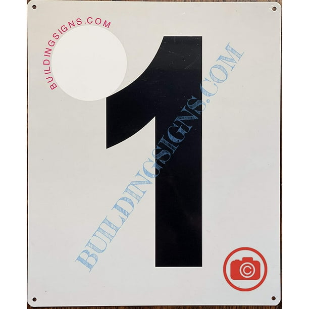 Large Number 1 Sign Metal Sign Parking LOT Number Sign (White