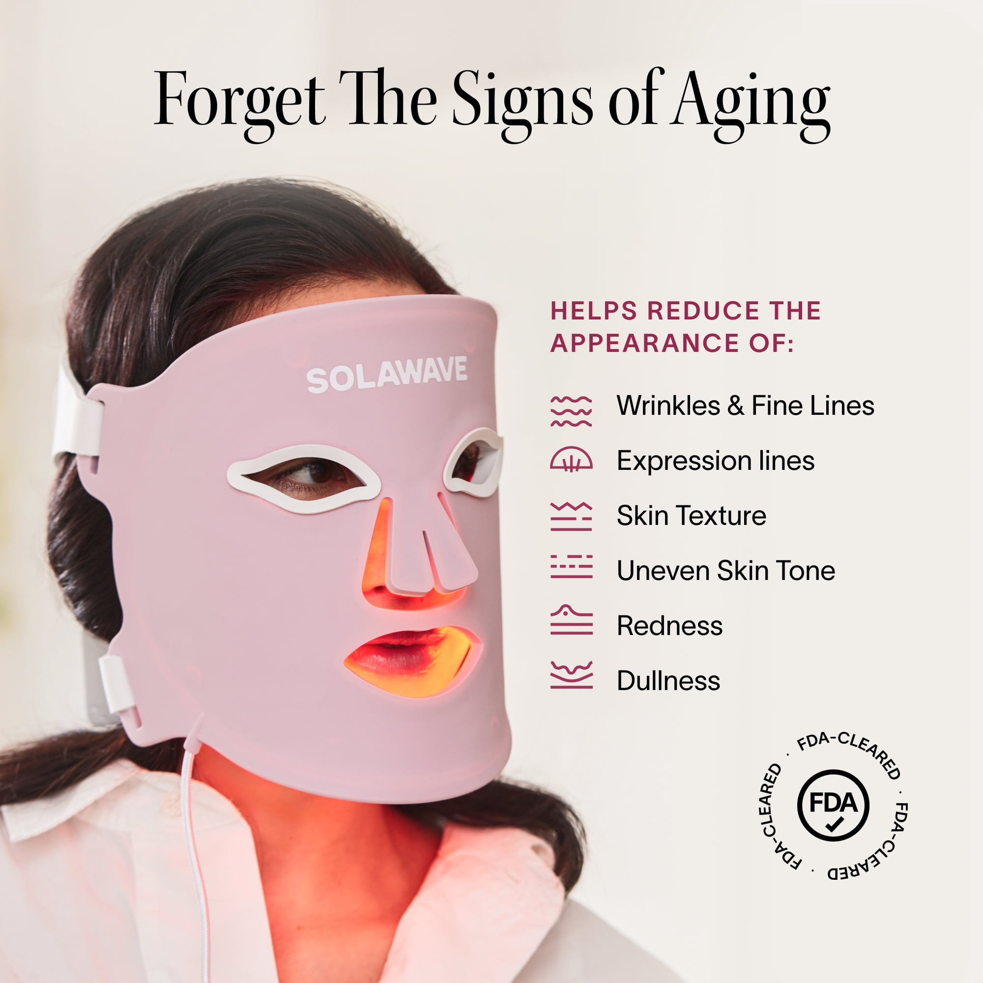 Solawave Wrinkle Retreat Pro Light Therapy Mask - LED Red Light Therapy Face Mask for Wrinkles & Anti-Aging, 3-Min Treatment, FDA Cleared